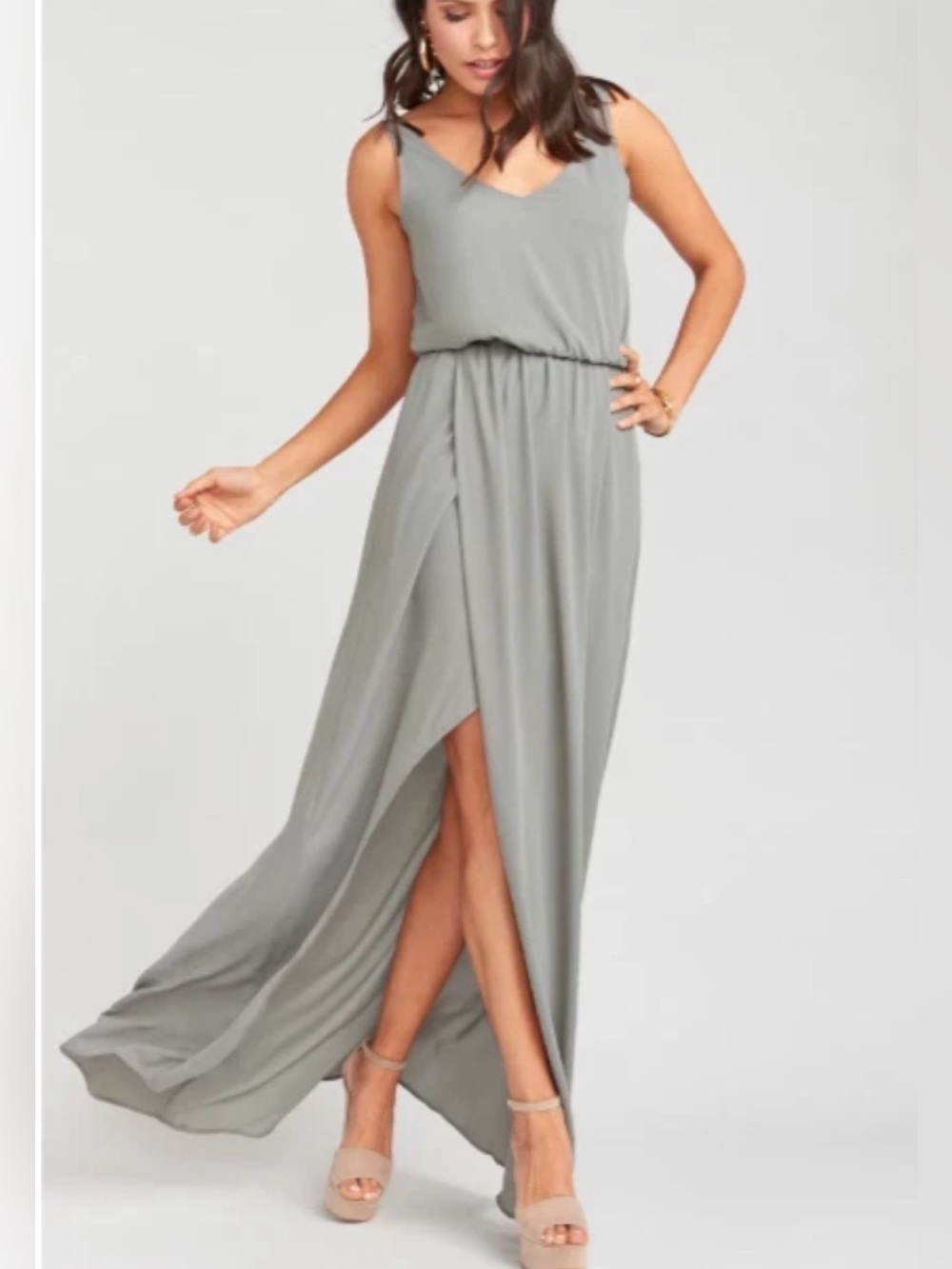 Show Me Your Mumu Kendall Maxi Dress Soft Charcoal Crisp Size XS